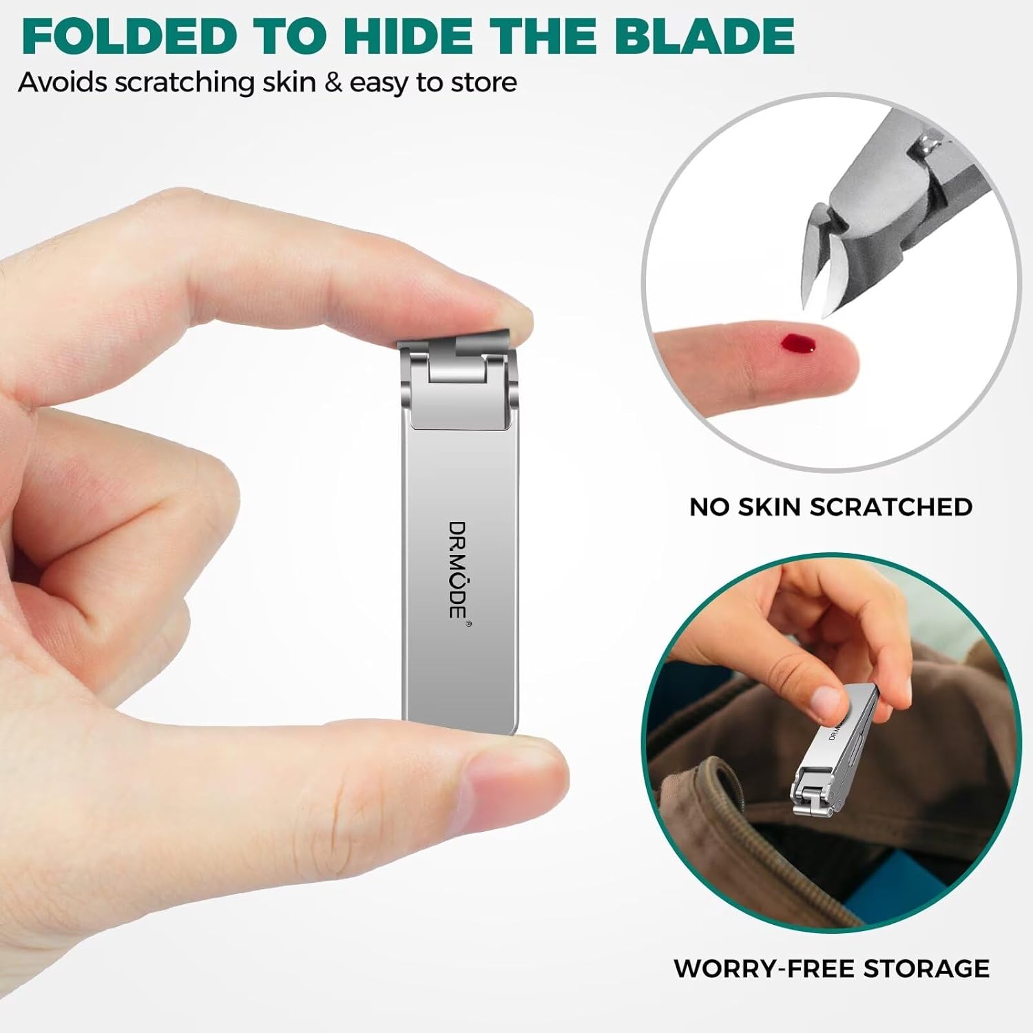 DRMODE Nail Clippers for Men, Portable Ultra Sharp Stainless Steel Toenail Clippers for Thick Nail, Foldable Fingernail Clippers with Catcher German Nail Clippers Nail Cutter with Nail Files.