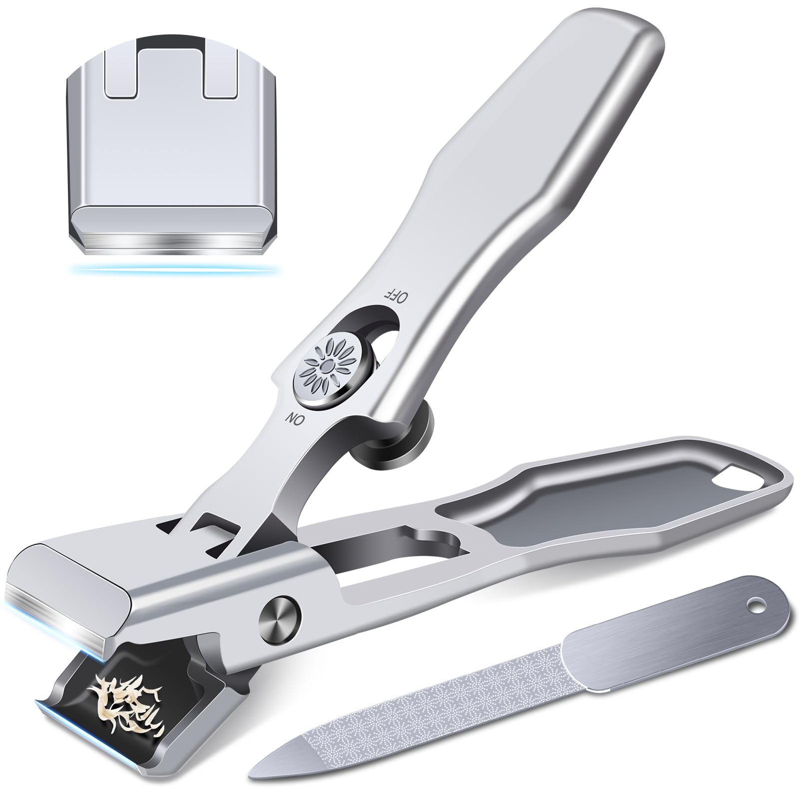 Nail Clippers for Men Thick Nails, Sharp Anti Splash Fingernail Clipper Adult Nail Cutter with Catcher Long Handle, Heavy Duty Large Toenail Clippers for Seniors Thick Toenails with Wide Jaw Opening.