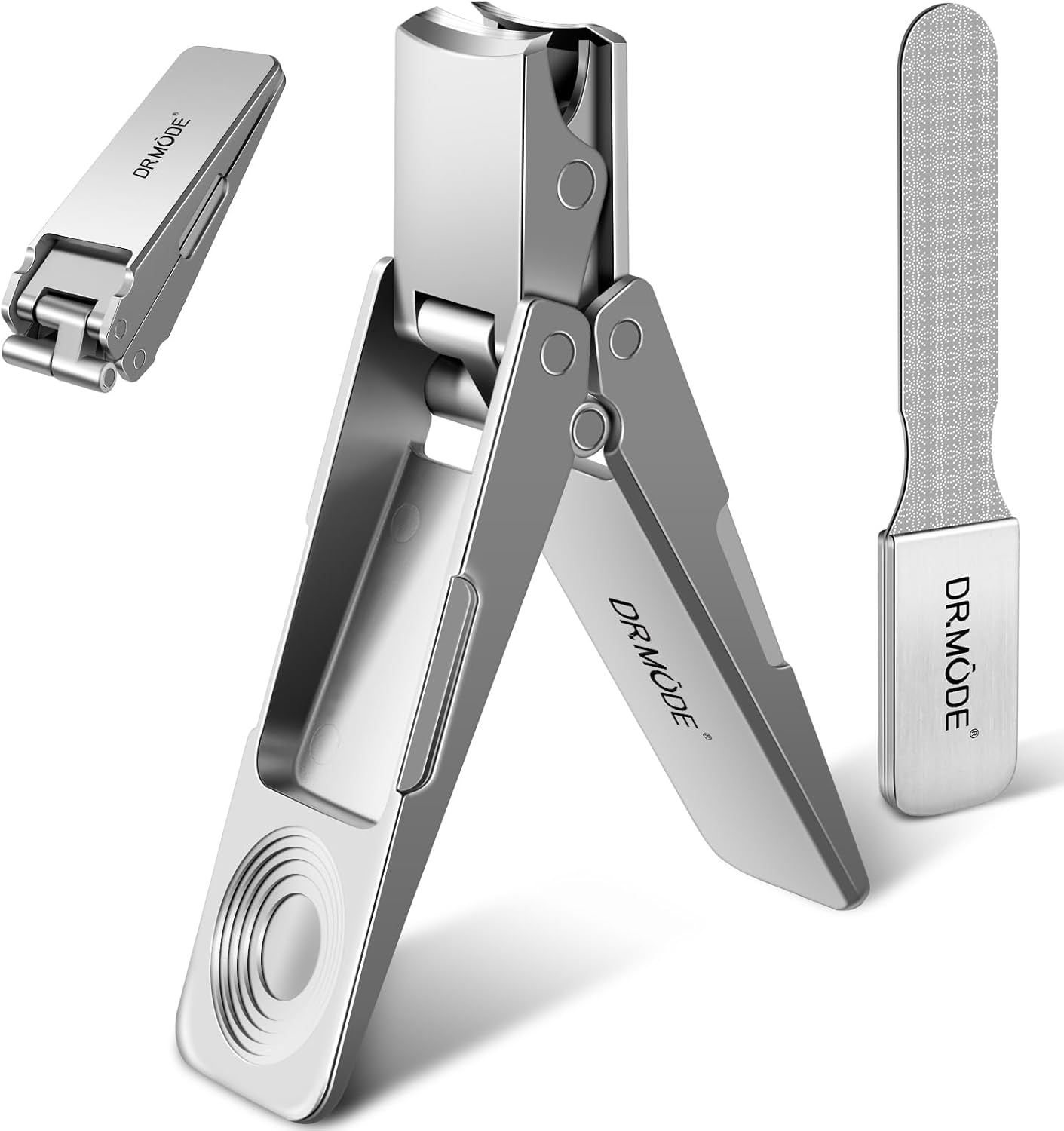 DRMODE Nail Clippers for Men, Portable Ultra Sharp Stainless Steel Toenail Clippers for Thick Nail, Foldable Fingernail Clippers with Catcher German Nail Clippers Nail Cutter with Nail Files.