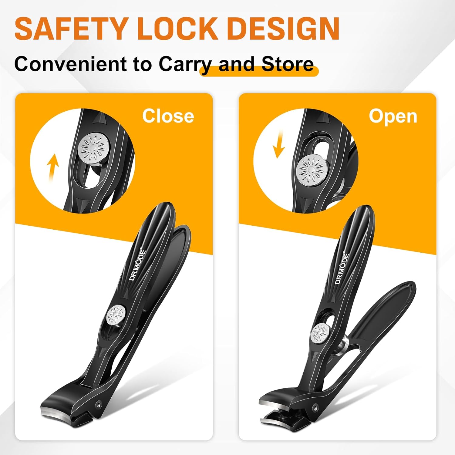 DRMODE Nail Clippers for Men Thick Nails, Angled Head Toe Nail Clippers for Thick Nails for Seniors, Wide Jaw Opening Toenail Clippers Heavy Duty Fingernail Clipper with Catcher Long Handle.