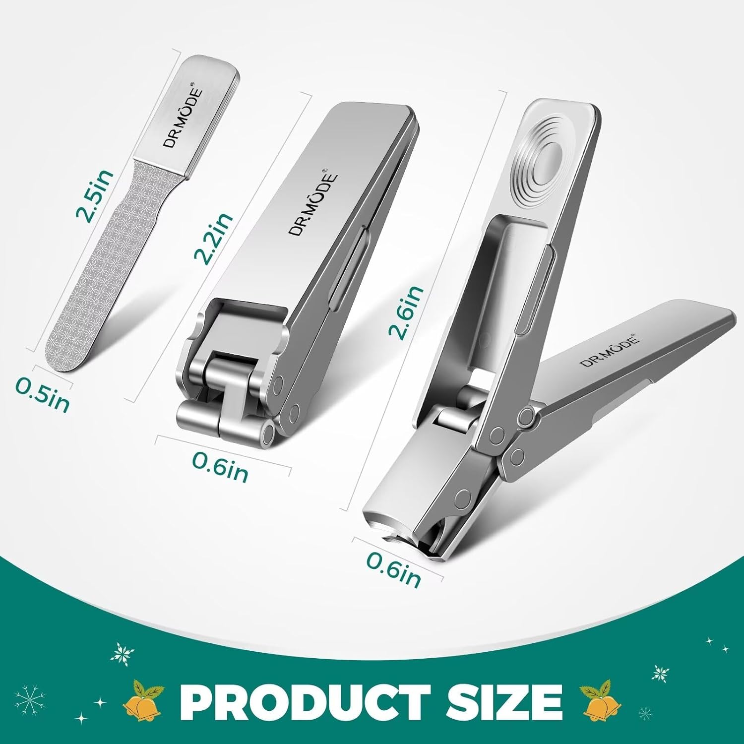 DRMODE Nail Clippers for Men, Portable Ultra Sharp Stainless Steel Toenail Clippers for Thick Nail, Foldable Fingernail Clippers with Catcher German Nail Clippers Nail Cutter with Nail Files.