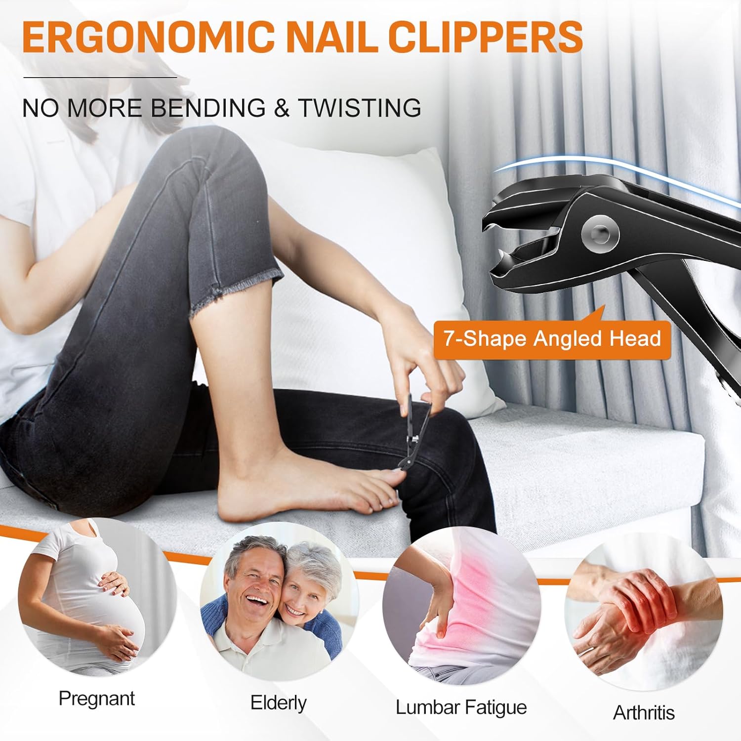 DRMODE Nail Clippers for Men Thick Nails, Angled Head Toe Nail Clippers for Thick Nails for Seniors, Wide Jaw Opening Toenail Clippers Heavy Duty Fingernail Clipper with Catcher Long Handle.
