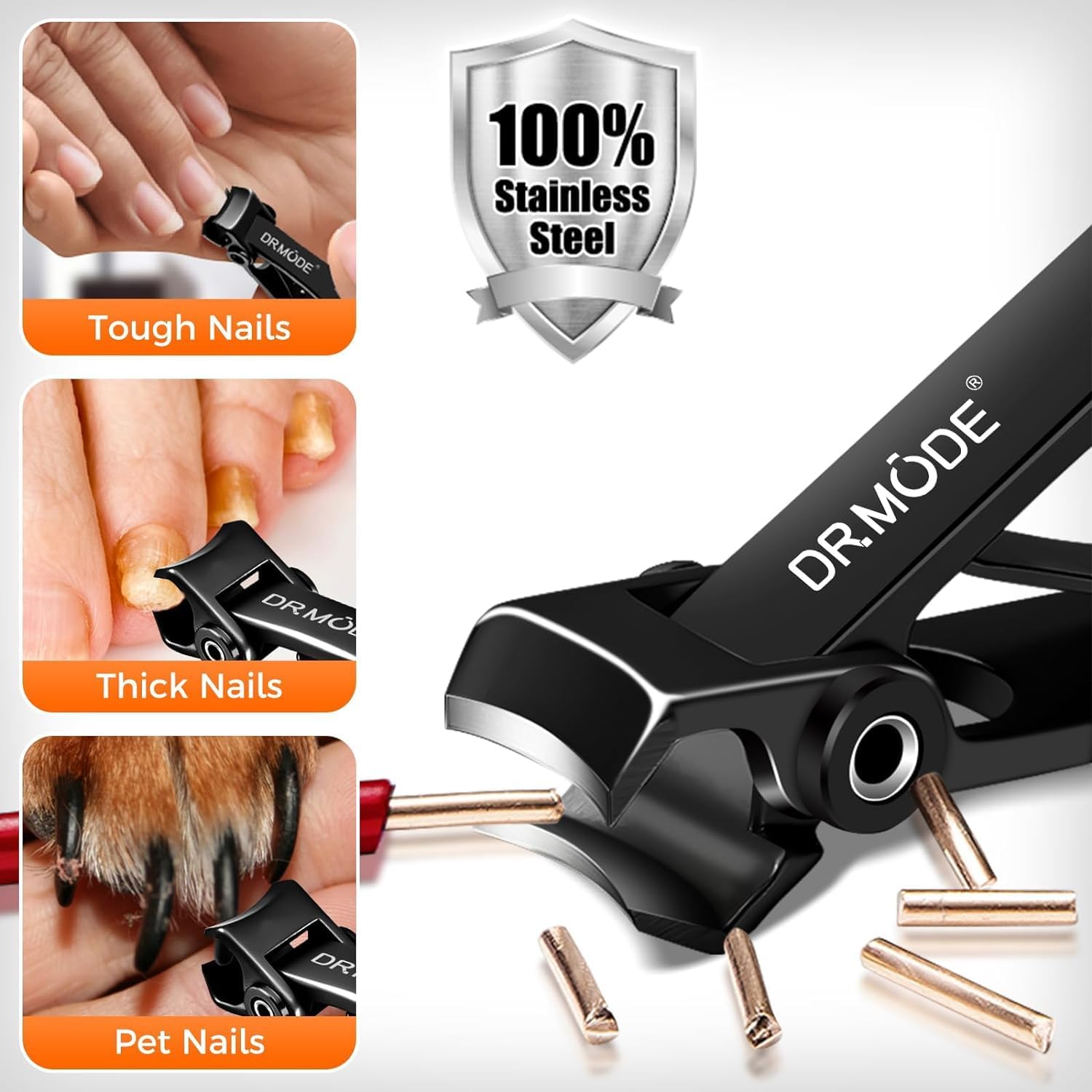 Nail Clippers for Men Thick Nails, Sharp Anti Splash Fingernail Clipper Adult Nail Cutter with Catcher Long Handle, Heavy Duty Large Toenail Clippers for Seniors Thick Toenails with Wide Jaw Opening.
