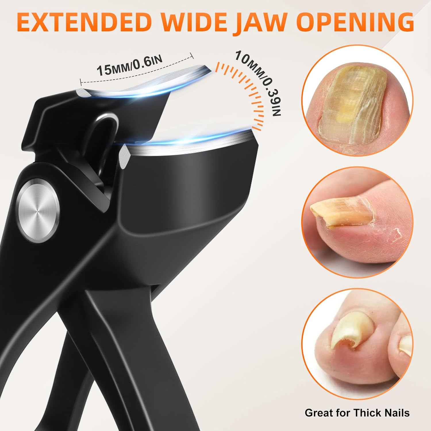 Angled Head Toe Nail Clippers for Thick Nails for Seniors, Slanted Large Toenail Clippers for Men with Wide Jaw, Heavy Duty Sharp Edgy Fingernail Clipper with Long Handle.