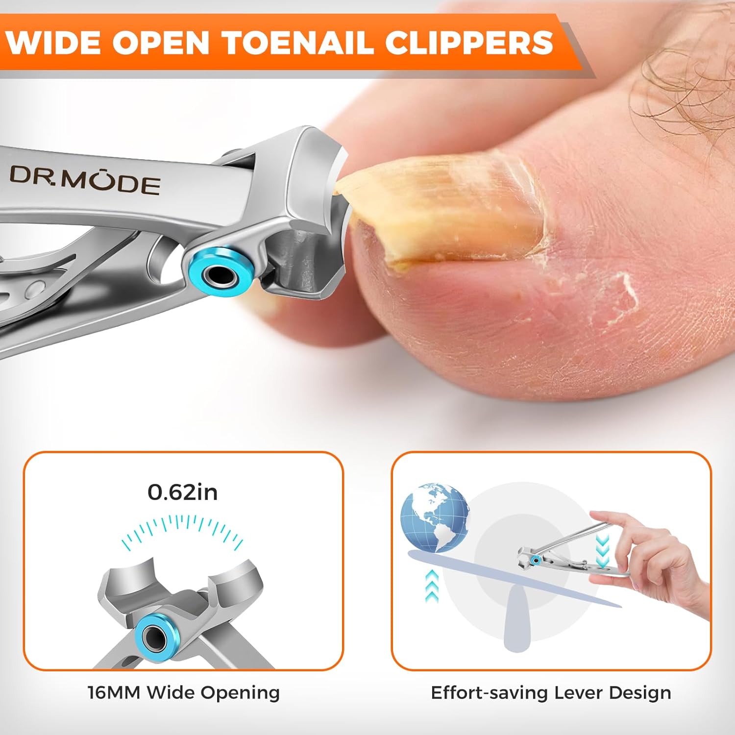 Toenail Clippers for Thick Nails for Seniors, Angled Head Large Toe Nail Clippers for Men with Catcher, Heavy Duty Wide Opening Fingernail Clippers Ultra Sharp Nail Cutter Trimmer.