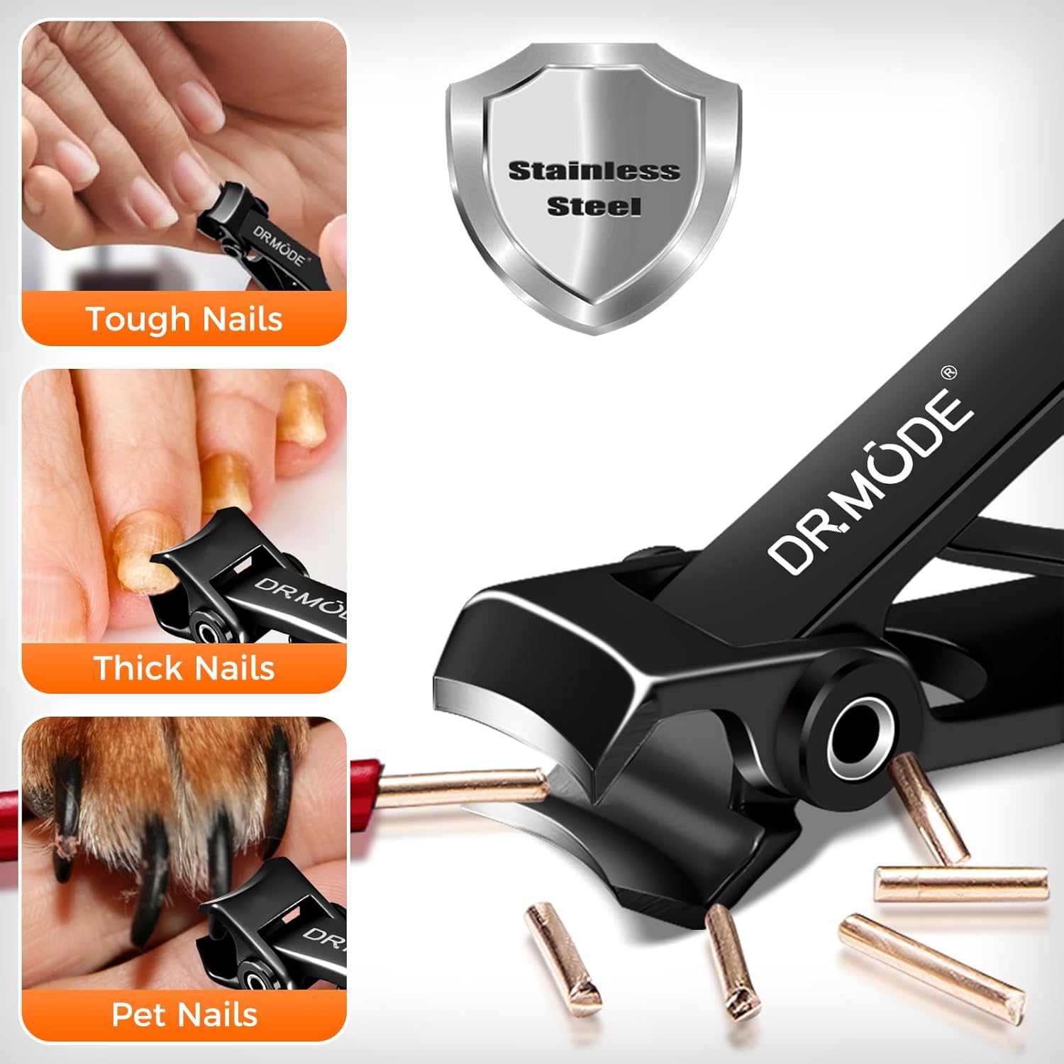 Toenail Clippers for Thick Toenails for Seniors, DRMODE Upgrade Slanted Curved Nail Clippers for Men Thick Ingrown Nails with Wide Opening, Heavy Duty Fingernail Toenail Clipper Cutter Trimmer.