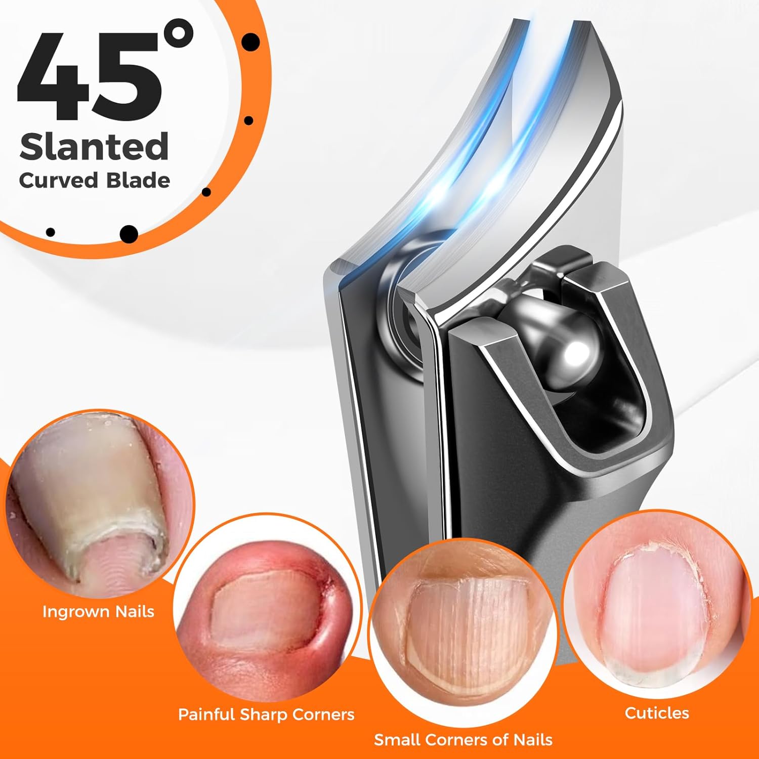 Toenail Clippers for Thick Toenails for Seniors, DRMODE Upgrade Slanted Curved Nail Clippers for Men Thick Ingrown Nails with Wide Opening, Heavy Duty Fingernail Toenail Clipper Cutter Trimmer.