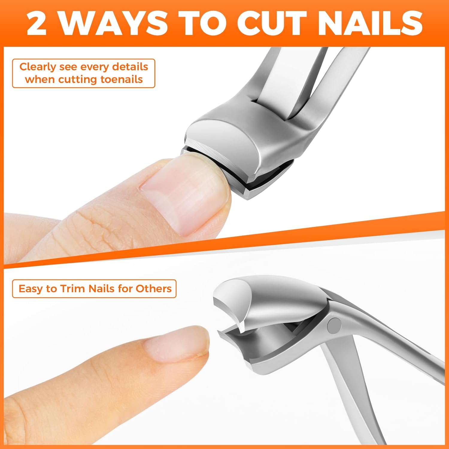 Toenail Clippers for Thick Nails for Seniors, Angled Head Large Toe Nail Clippers for Men with Catcher, Heavy Duty Wide Opening Fingernail Clippers Ultra Sharp Nail Cutter Trimmer.
