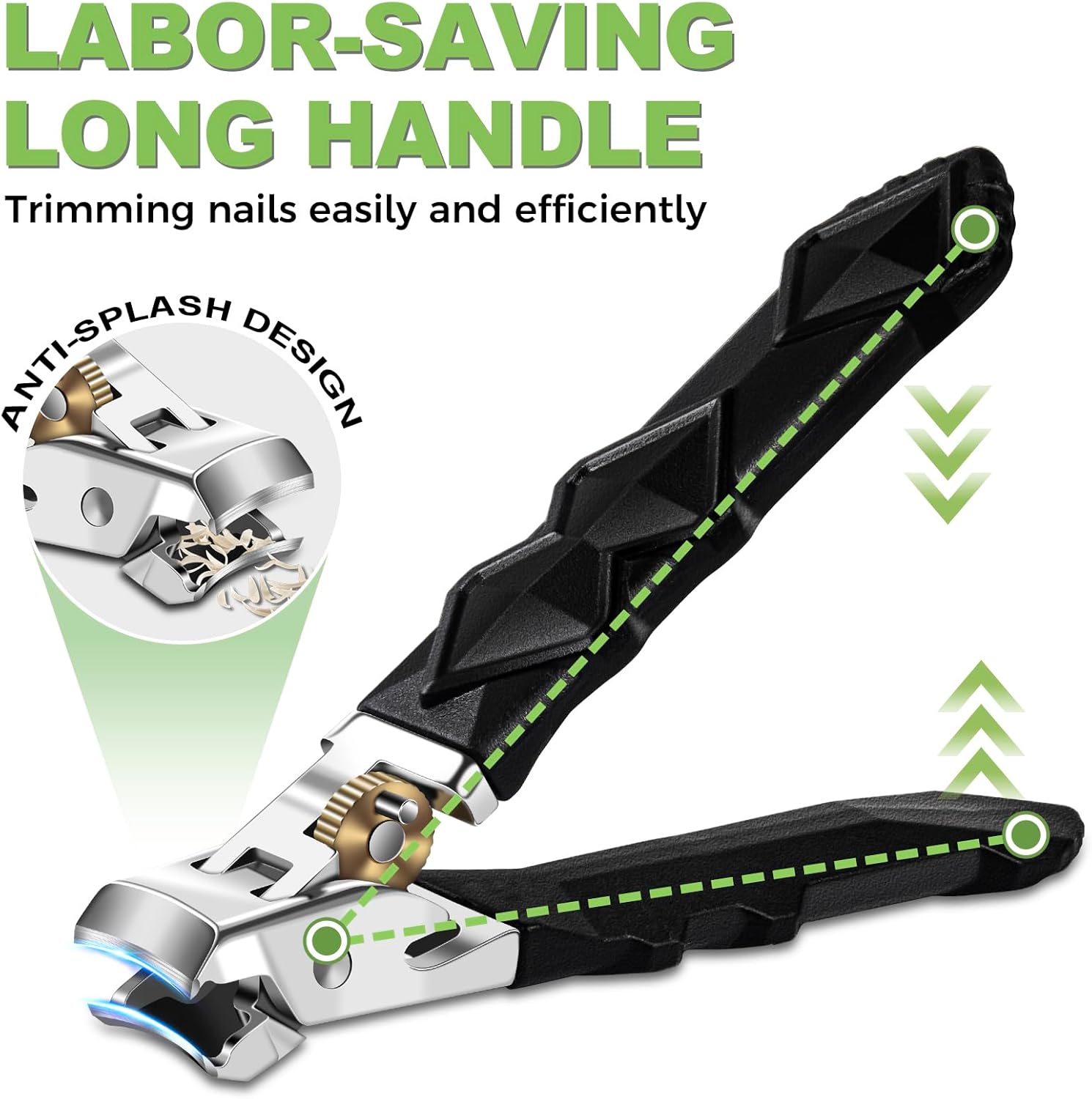 Toenail Clippers for Thick Toenails, Wide Jaw Opening Nail Clippers, Heavy Duty Ingrown Toenail Clippers Nail Cutters, Ultra Sharp Slanted Nail Clippers with Long Handle