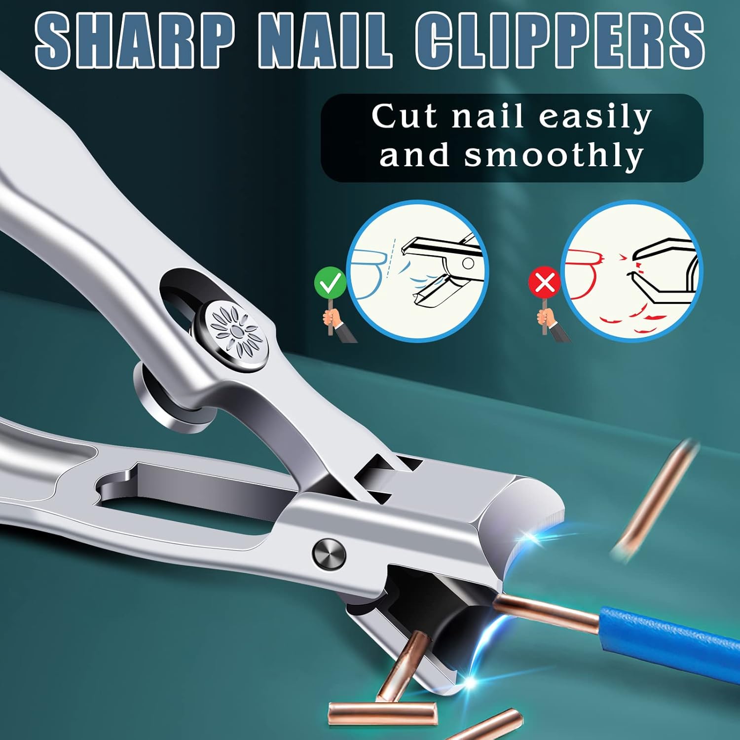 German Nail Clippers for Men with Catcher, Heavy Duty Toe Nail Clippers for Thick Nails Seniors, Portable Ultra Sharp Fingernail Clippers with Wide Mouth, Anti Splash Stainless Steel Nail Cutters.
