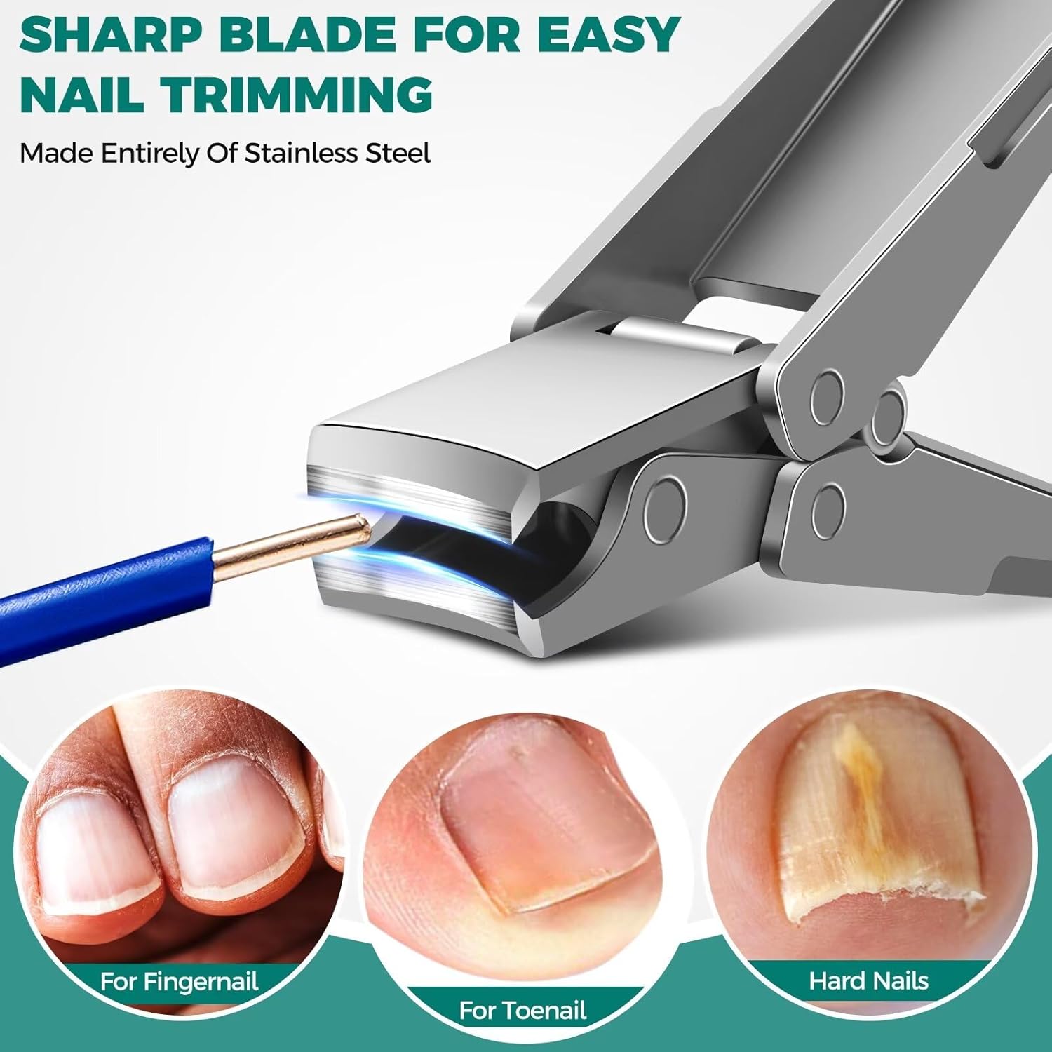 DRMODE Nail Clippers for Men, Portable Ultra Sharp Stainless Steel Toenail Clippers for Thick Nail, Foldable Fingernail Clippers with Catcher German Nail Clippers Nail Cutter with Nail Files.