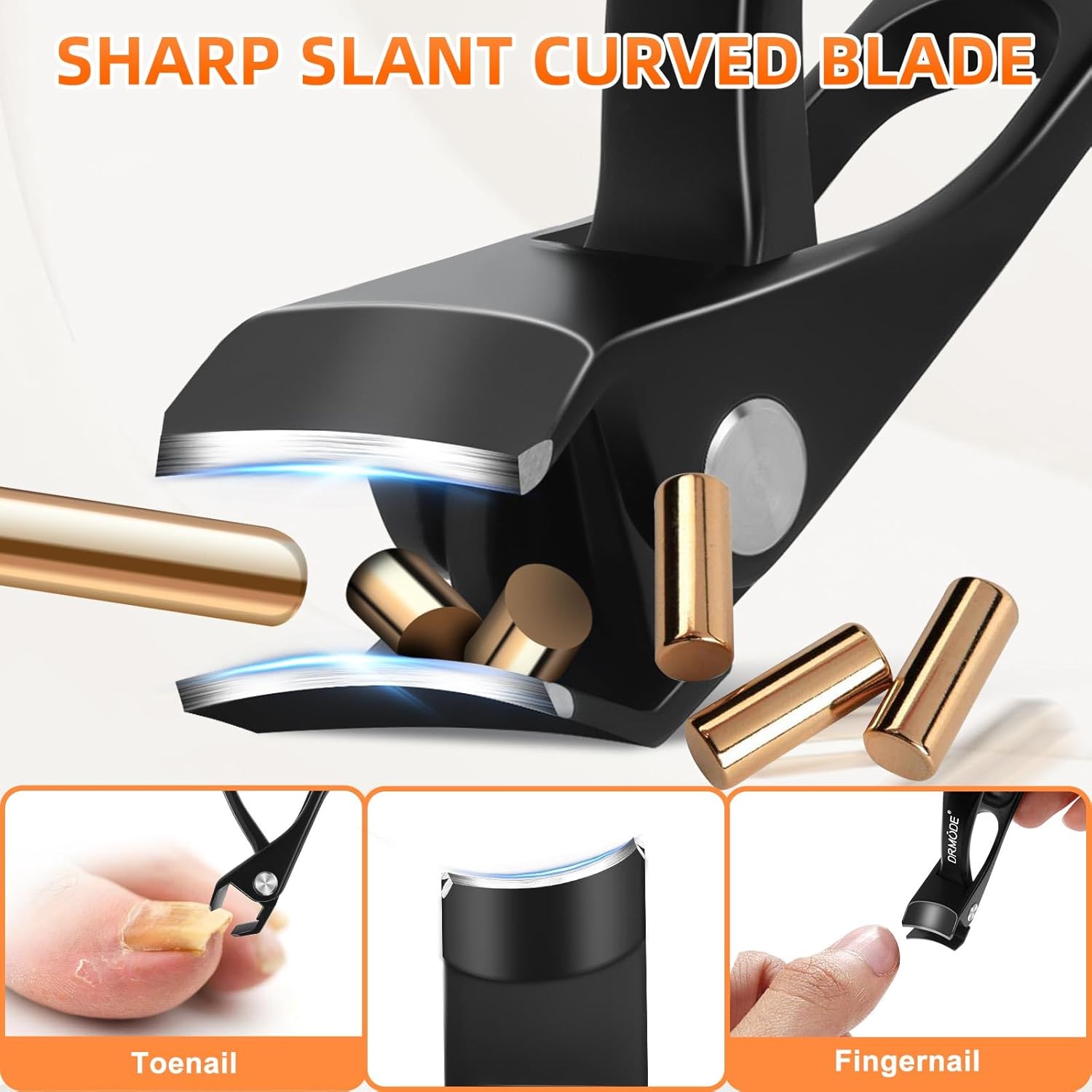 Angled Head Toe Nail Clippers for Thick Nails for Seniors, Slanted Large Toenail Clippers for Men with Wide Jaw, Heavy Duty Sharp Edgy Fingernail Clipper with Long Handle.