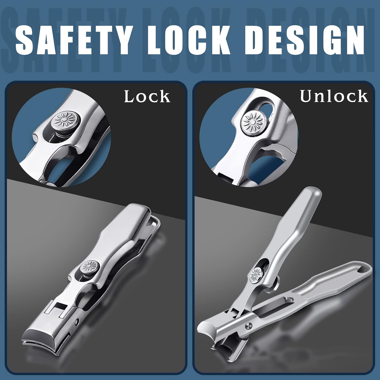 German Nail Clippers for Men with Catcher, Heavy Duty Toe Nail Clippers for Thick Nails Seniors, Portable Ultra Sharp Fingernail Clippers with Wide Mouth, Anti Splash Stainless Steel Nail Cutters.