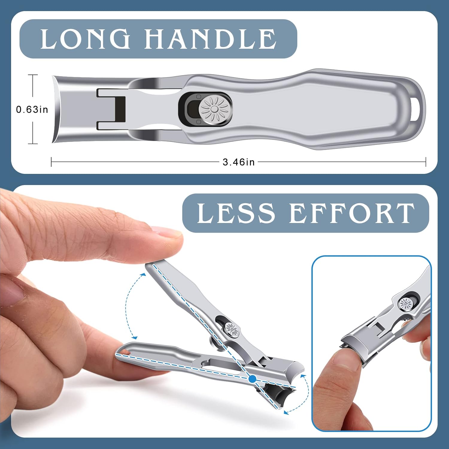 German Nail Clippers for Men with Catcher, Heavy Duty Toe Nail Clippers for Thick Nails Seniors, Portable Ultra Sharp Fingernail Clippers with Wide Mouth, Anti Splash Stainless Steel Nail Cutters.