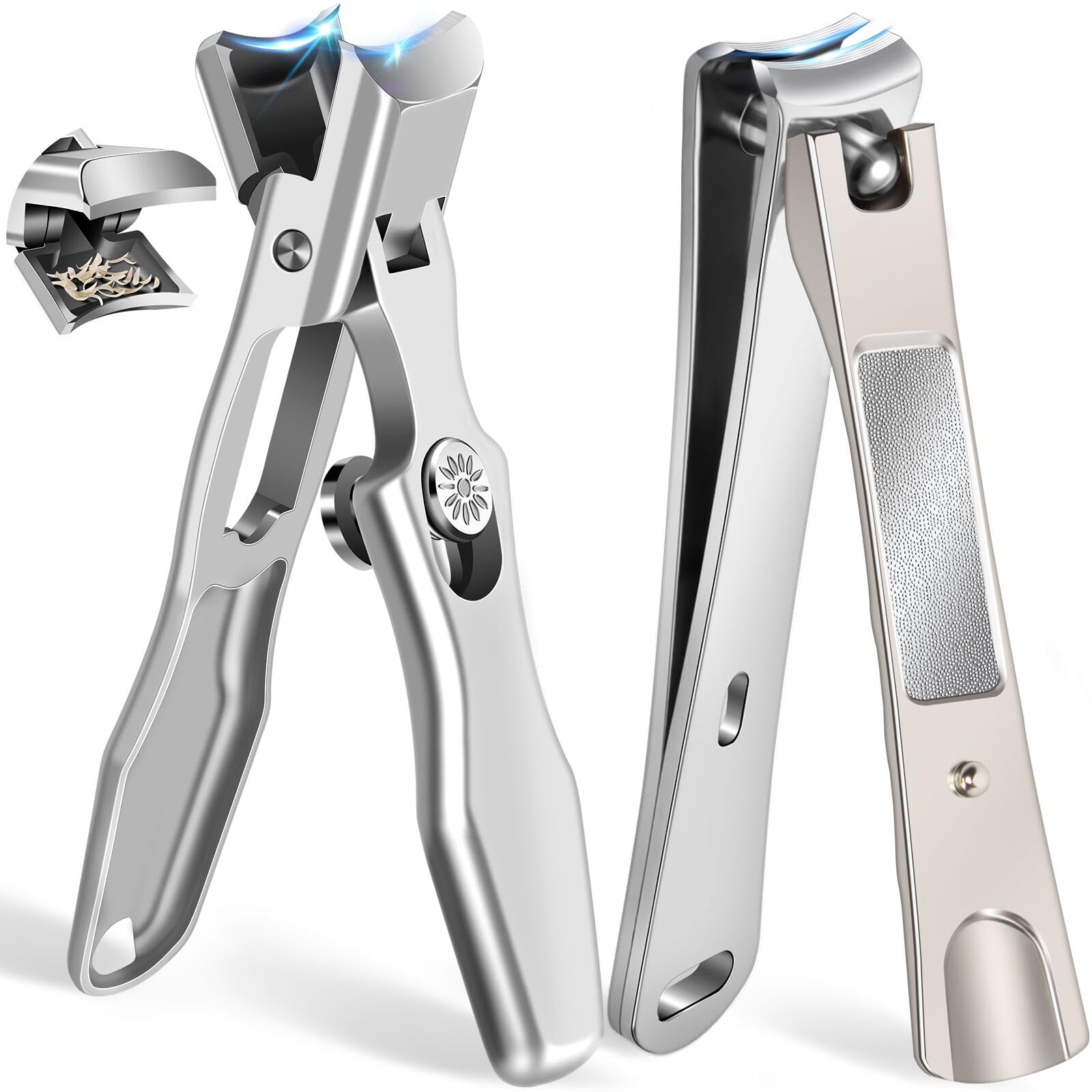 German Nail Clippers for Men with Catcher, Heavy Duty Toe Nail Clippers for Thick Nails Seniors, Portable Ultra Sharp Fingernail Clippers with Wide Mouth, Anti Splash Stainless Steel Nail Cutters.