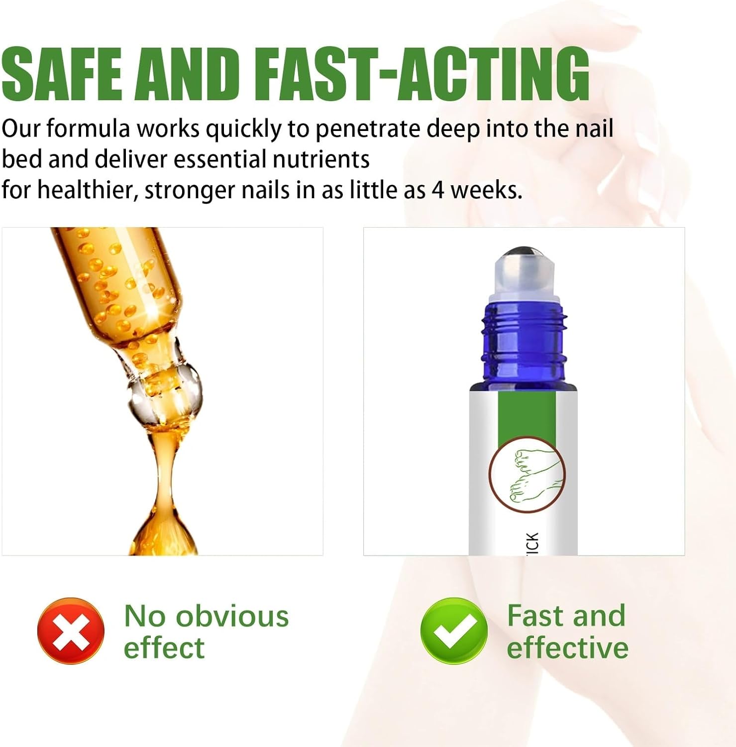 Before and after using Anti-Fungal Stick for yellow nail recovery