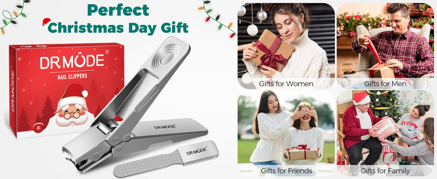 DRMODE nail clippers gift set with Christmas-themed packaging, ideal holiday gift for women, men, friends, and family.