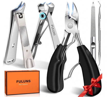 FULUNS-branded German stainless steel clipper, cuticle pusher, and dental pick — every tool drop-forged from surgical-grade German stainless steel. A thoughtful, ready-to-gift manicure and pedicure set for men, seniors, fathers, and anyone who appreciates precision-engineered grooming tools.