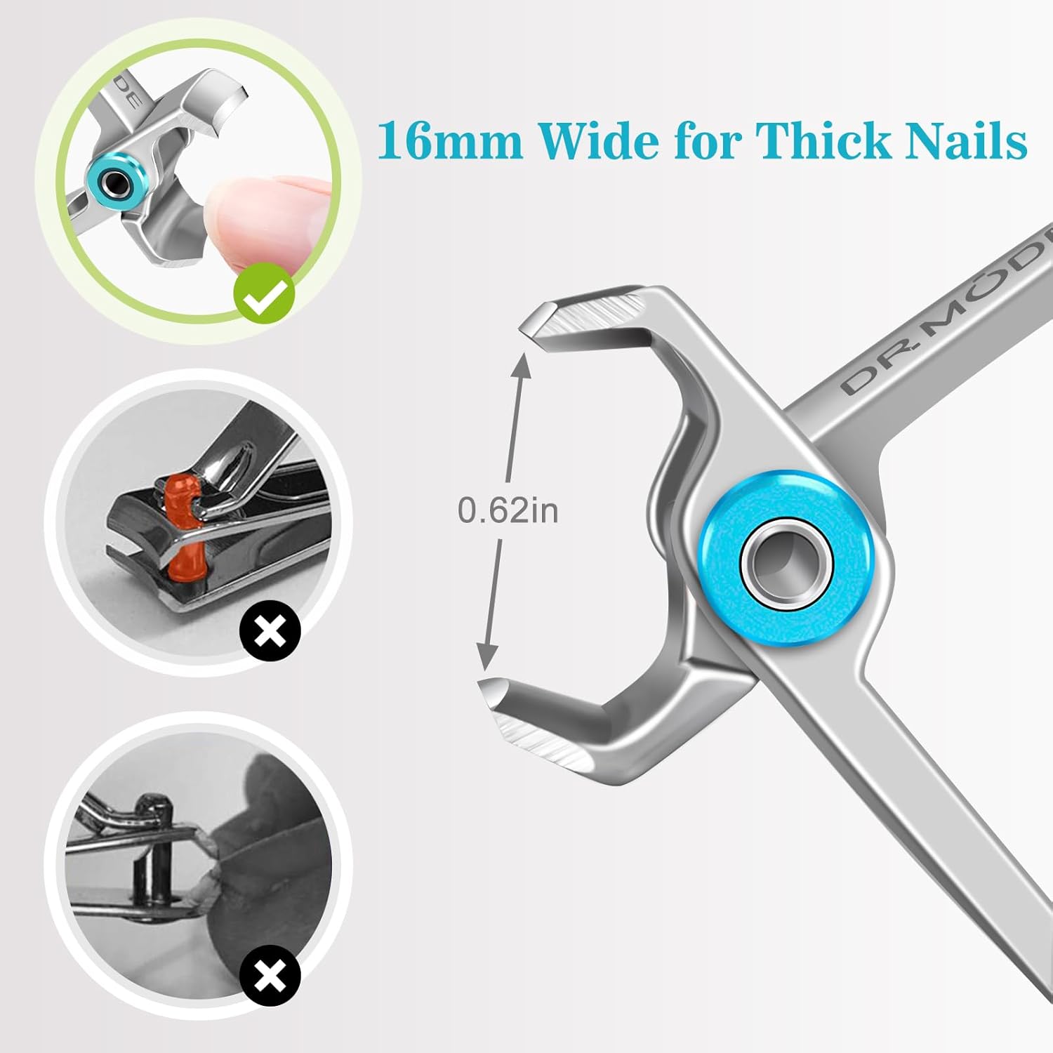 Nail Clippers for Men Thick Nails -DRMODE Heavy Duty Large Toenail Clippers for Thick Nails with Wide Jaw Opening, Ultra Sharp Stainless Steel Finger Nail Clippers Cutter for Tough Nail Seniors Adult.