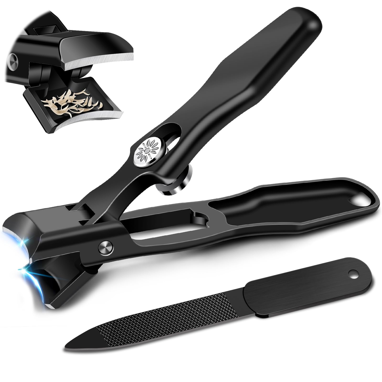 German Nail Clippers for Men with Catcher, Heavy Duty Toe Nail Clippers for Thick Nails Seniors, Portable Ultra Sharp Fingernail Clippers with Wide Mouth, Anti Splash Stainless Steel Nail Cutters.