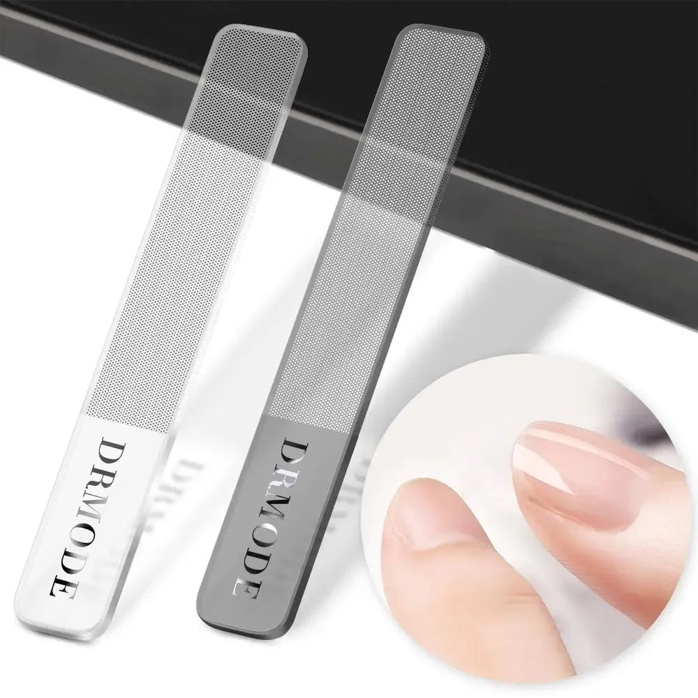 Glass Nail File Buffer with Case - 5PCS Nail Buffer and Nail Shiner Kit Glass Cuticle Pusher Nail Care for Men Women Nail Files for Natural Acrylic Nails Fingernail Files Manicure Tool.