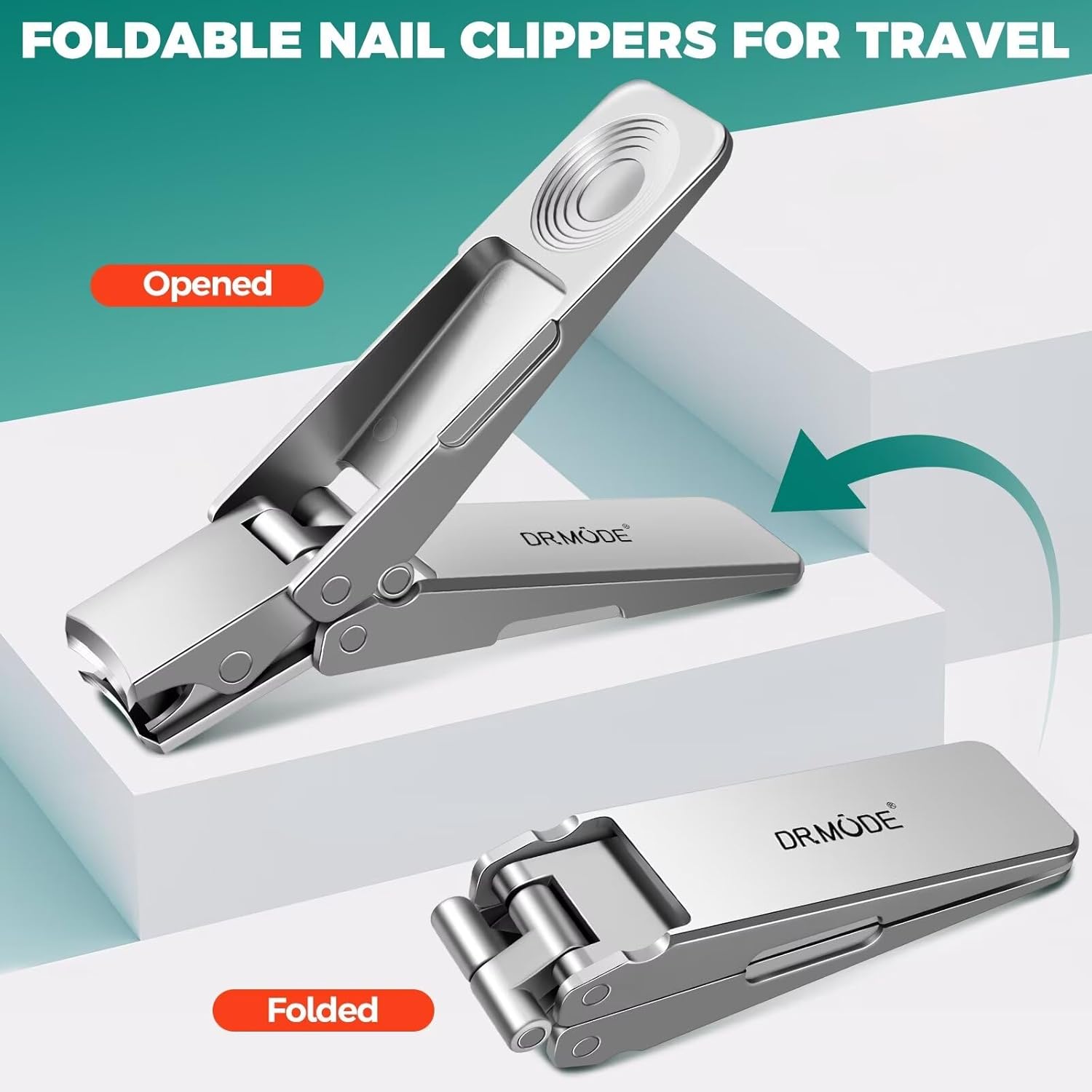 DRMODE Nail Clippers for Men, Portable Ultra Sharp Stainless Steel Toenail Clippers for Thick Nail, Foldable Fingernail Clippers with Catcher German Nail Clippers Nail Cutter with Nail Files.