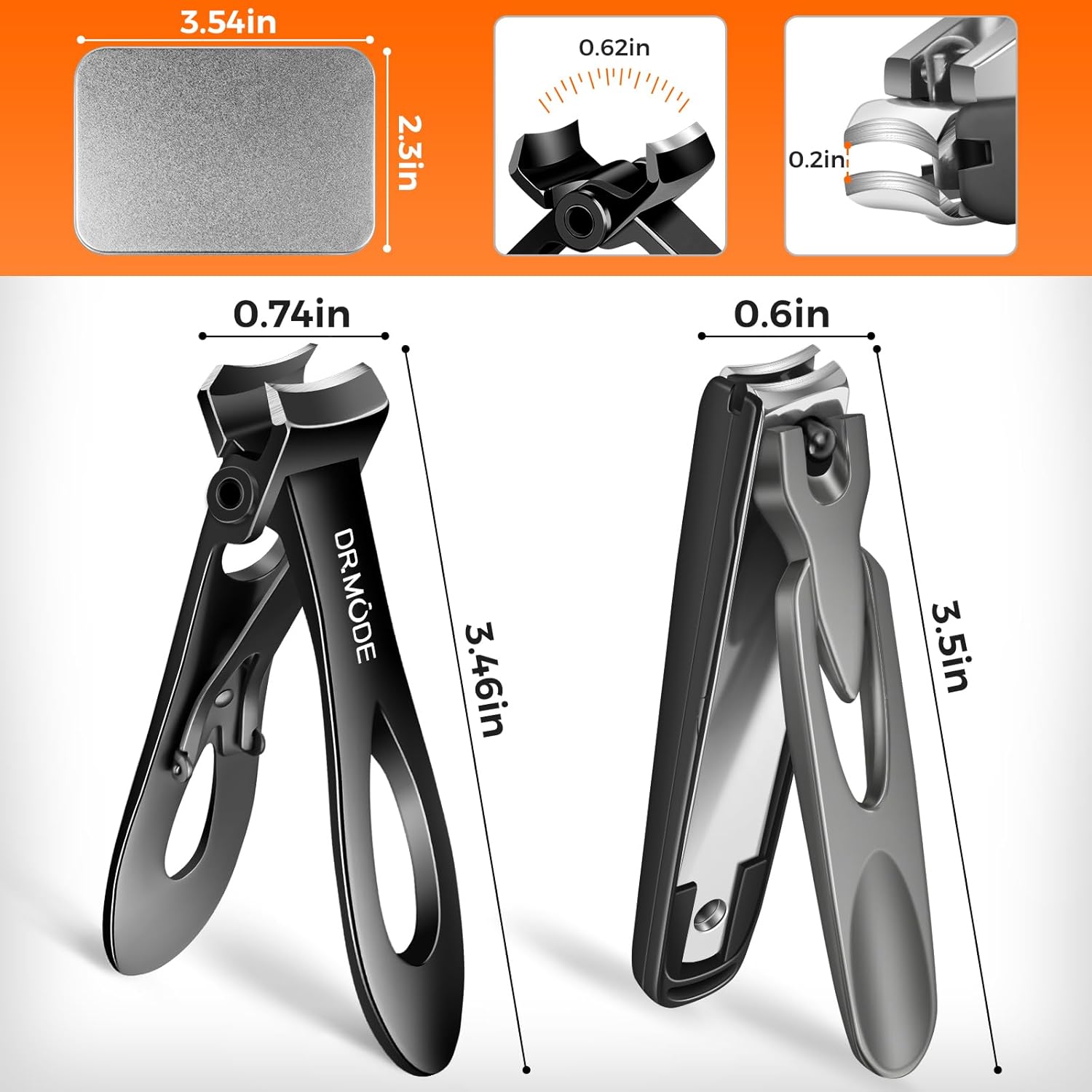 Nail Clippers for Men Thick Nails, Sharp Anti Splash Fingernail Clipper Adult Nail Cutter with Catcher Long Handle, Heavy Duty Large Toenail Clippers for Seniors Thick Toenails with Wide Jaw Opening.