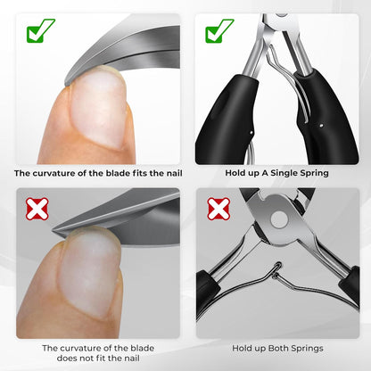 高齢者の厚い爪用足の爪切り、巻き爪用爪切り 頑丈な角度付き大型爪切り アップグレードされた斜め刃ネイルカッター