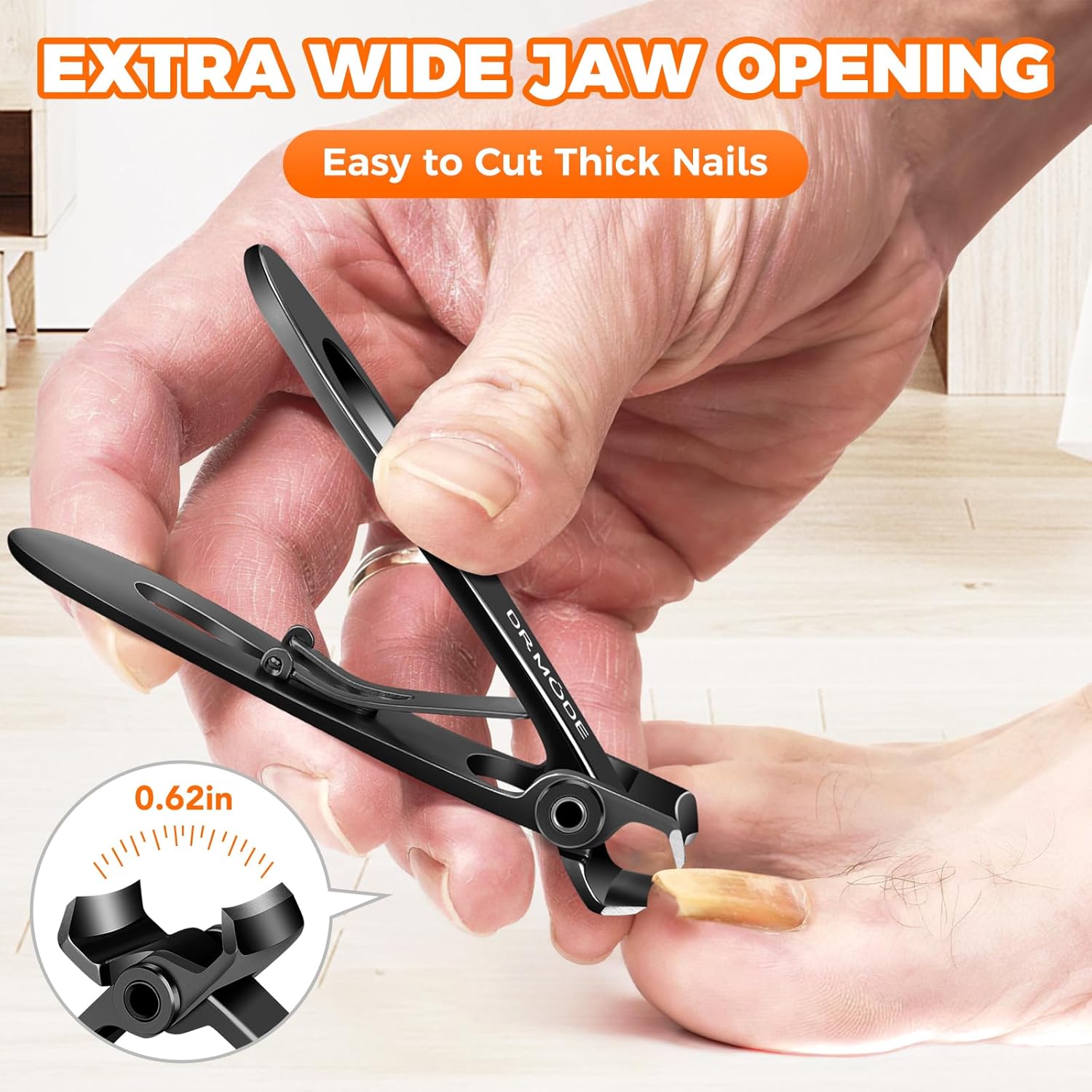 Nail Clippers for Men Thick Nails, Sharp Anti Splash Fingernail Clipper Adult Nail Cutter with Catcher Long Handle, Heavy Duty Large Toenail Clippers for Seniors Thick Toenails with Wide Jaw Opening.