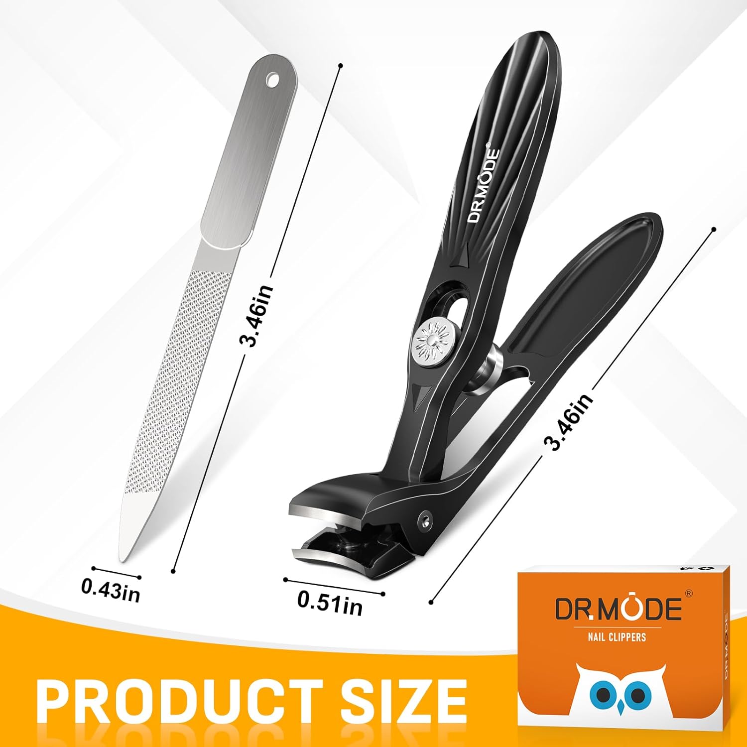 DRMODE Nail Clippers for Men Thick Nails, Angled Head Toe Nail Clippers for Thick Nails for Seniors, Wide Jaw Opening Toenail Clippers Heavy Duty Fingernail Clipper with Catcher Long Handle.