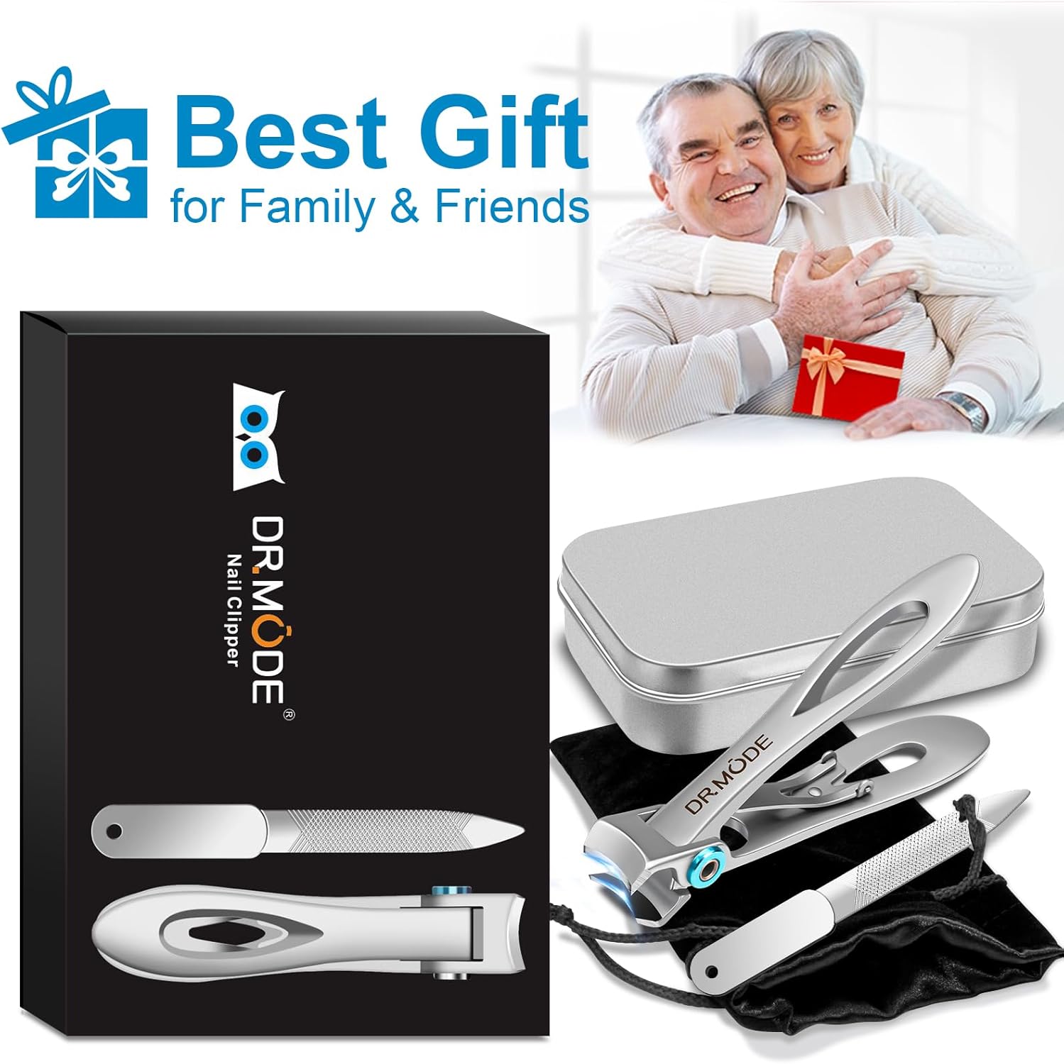 Nail Clippers for Men Thick Nails -DRMODE Heavy Duty Large Toenail Clippers for Thick Nails with Wide Jaw Opening, Ultra Sharp Stainless Steel Finger Nail Clippers Cutter for Tough Nail Seniors Adult.