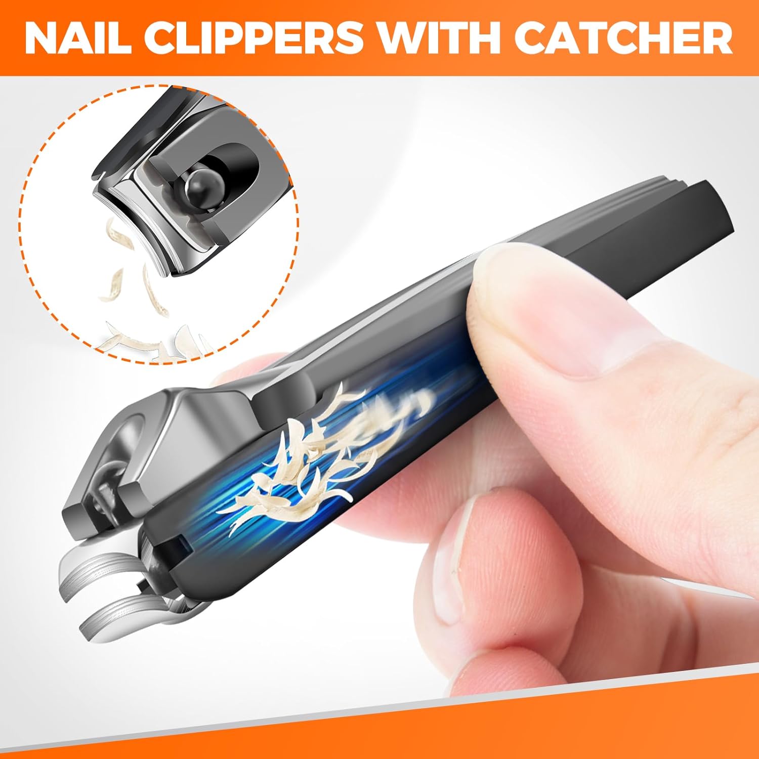 Nail Clippers for Men Thick Nails, Sharp Anti Splash Fingernail Clipper Adult Nail Cutter with Catcher Long Handle, Heavy Duty Large Toenail Clippers for Seniors Thick Toenails with Wide Jaw Opening.