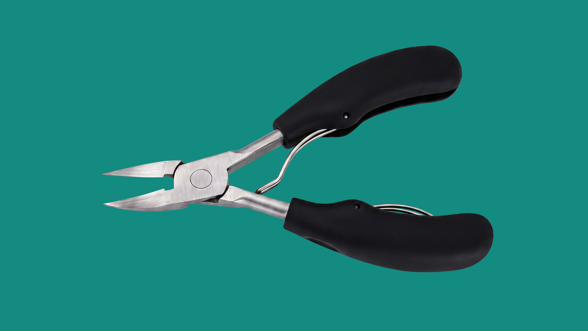 Black ergonomic handle Germany nail clipper with pointed precision tips, designed for tough toenails and ingrown nail care